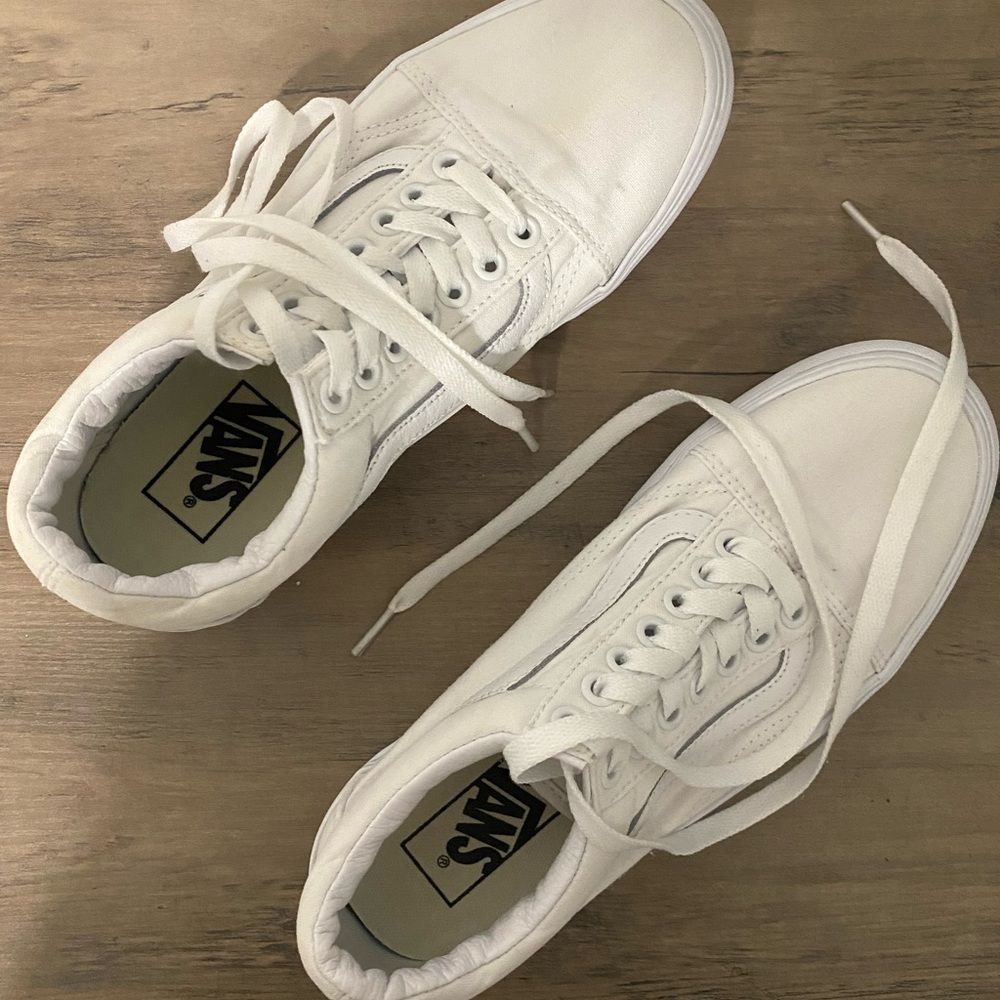 Platform white vans lace up sneakers